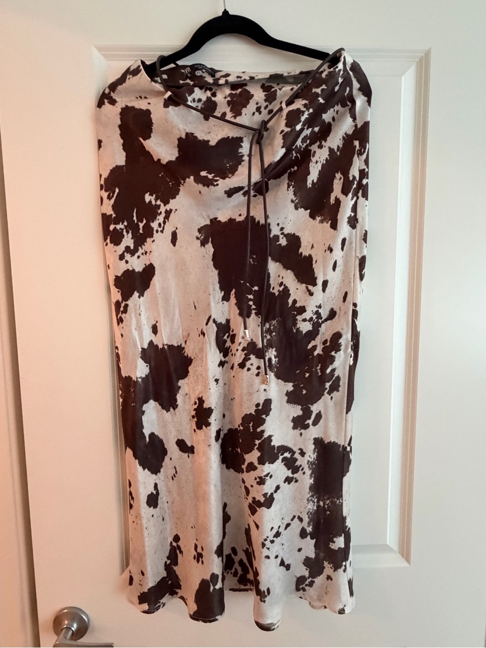 Zara Brown and Cream Cowprint Midi Skirt - Picture 2 of 6